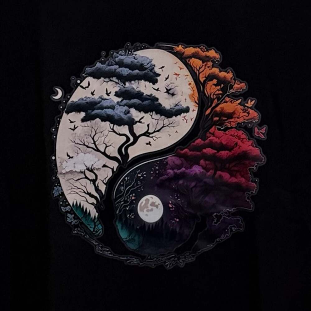 Size 5XL Yin Yang Tree of Life Custom Graphic Unisex T-Shirt